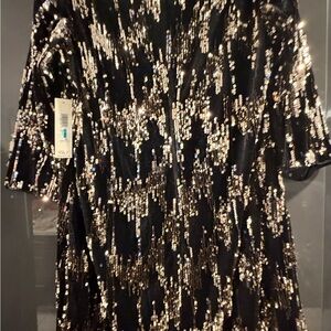 Eliza J Black and Gold Sequin Dress